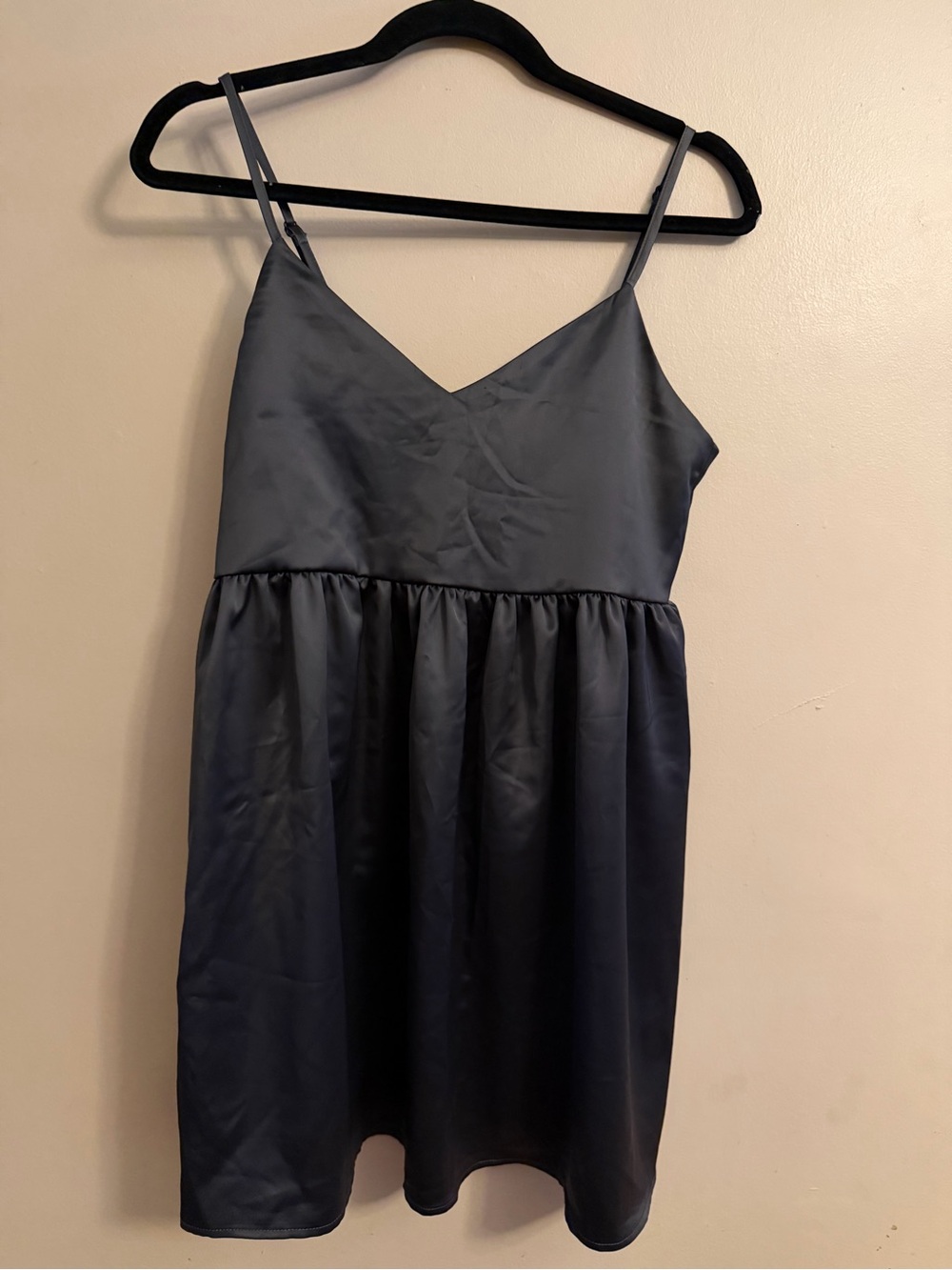 Brunette The Label Charcoal Satin Baby Doll Dress